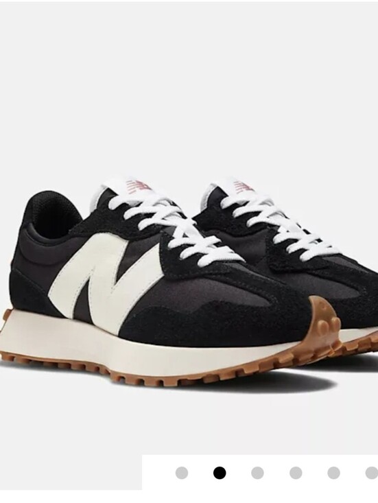 New Balance Shoes - Women's New Balance Black and White 327 Retro-Style Sneakers
